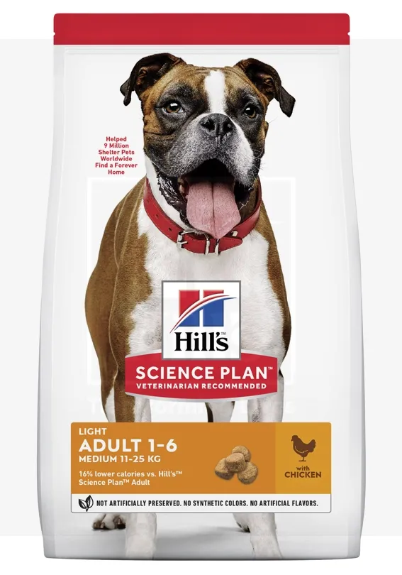 Hill's Science Plan Light koeratoit kanaga keskmisele koerale 14kg - Tootepilt 