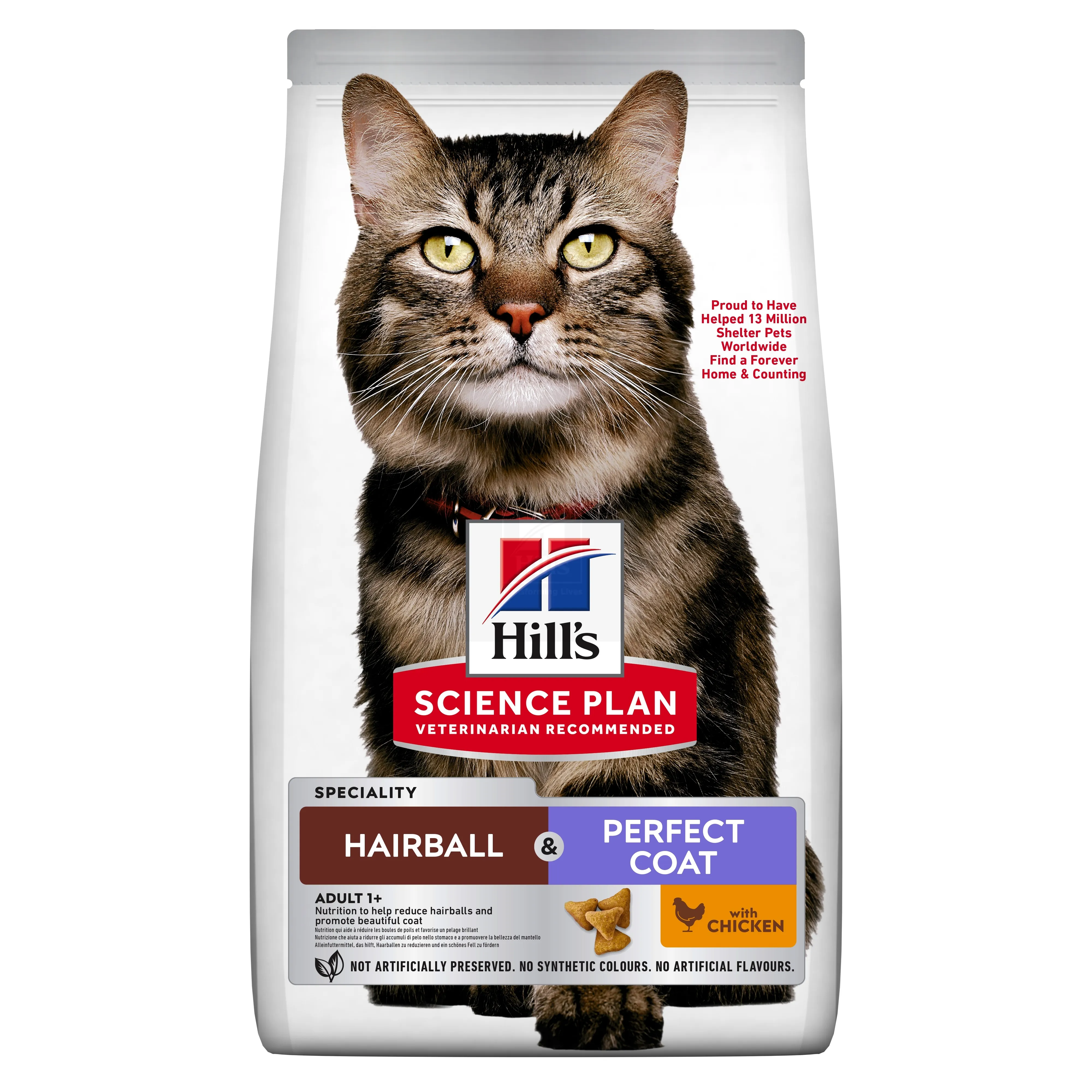Hill's Science Plan Hairball/Perfect Coat kassi täissööt kanaga 1,5kg - Tootepilt 