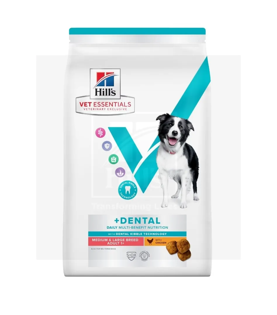 Hills VE MB+Dental kuivtoit keskmist/suurt kasvu koertele kanaga 10 kg - Tootepilt 