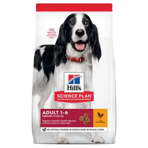 Hills koera täissööt keskmisele tõule kanaga 14 kg breb.