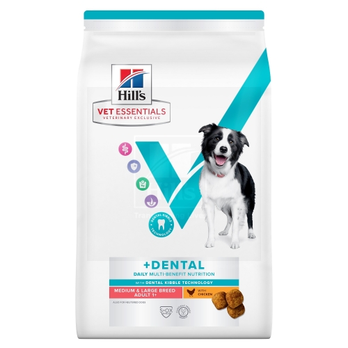 Hills VE MB+Dental kuivtoit keskmist/suurt kasvu koertele kanaga 2 kg - Tootepilt 