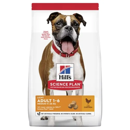 Hill's Science Plan Light koeratoit kanaga keskmisele koerale 14kg - Tootepilt 