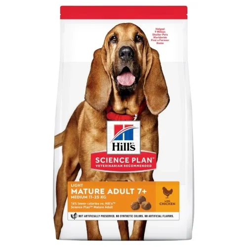 Hill's Light Mature koeratoit kanaga keskmisele koerale 14kg - Tootepilt 