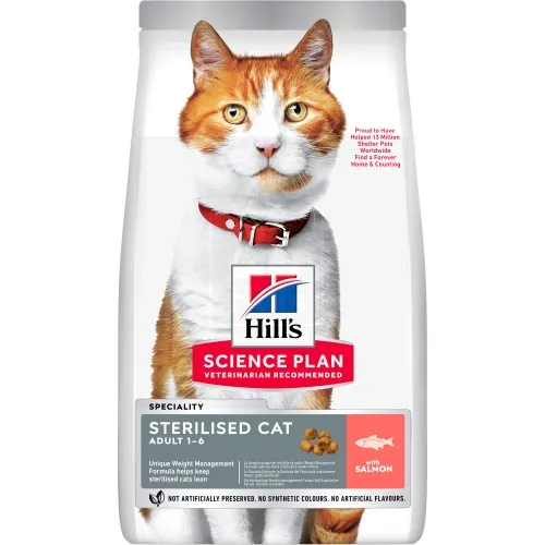 Hill's Science Plan Sterilized Adult kassi täissööt lõhega 10kg - Tootepilt 